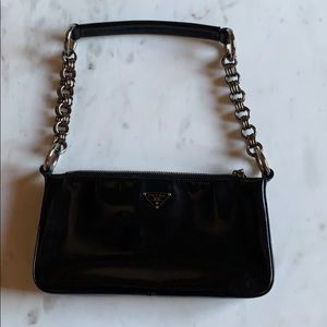 authentic black patent leather prada bag